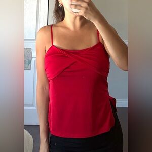Red Twist-Front Spaghetti Strap Top - Women